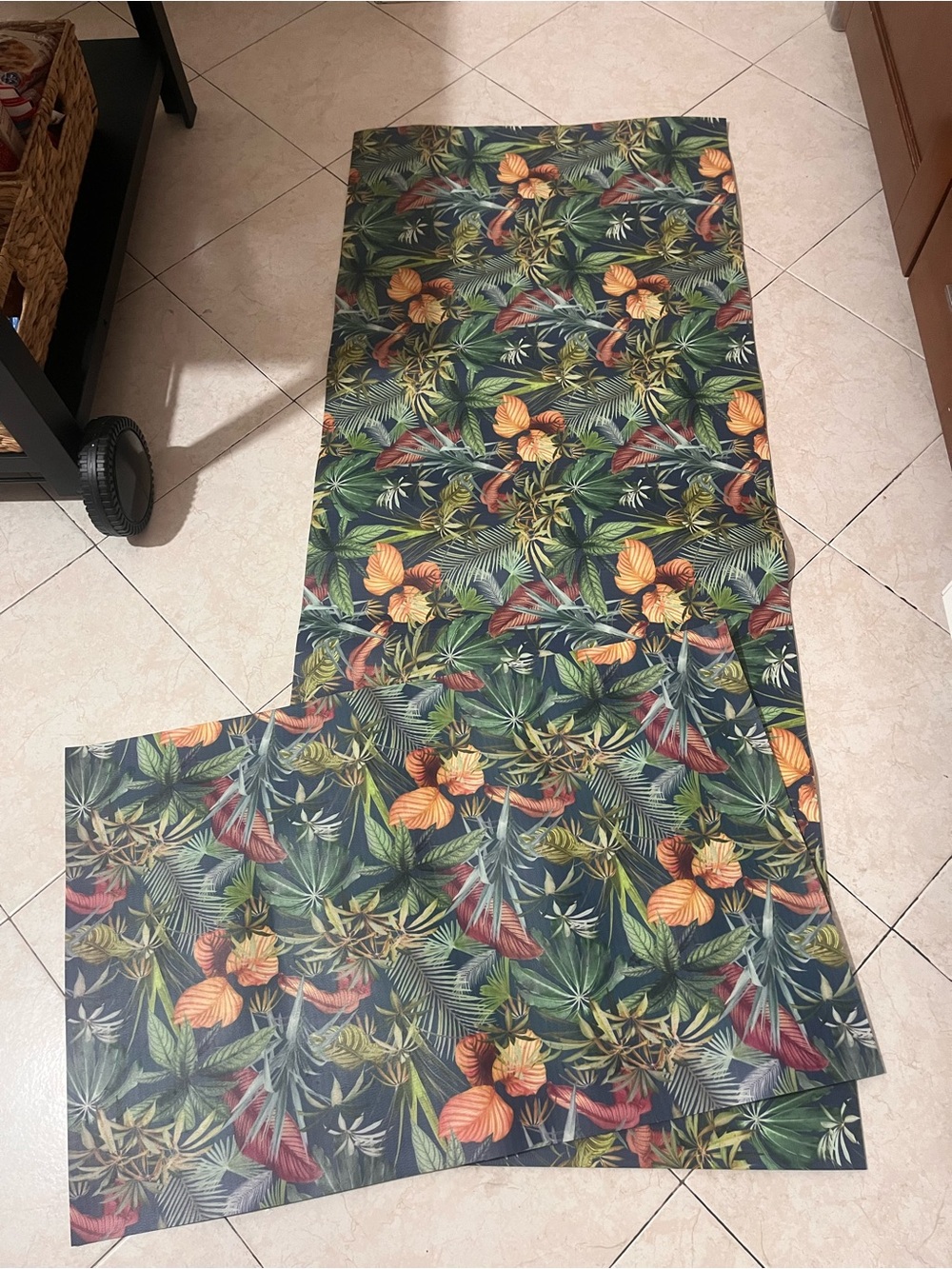 Tropical Botanical Kitchen Runner mats rug wipeable